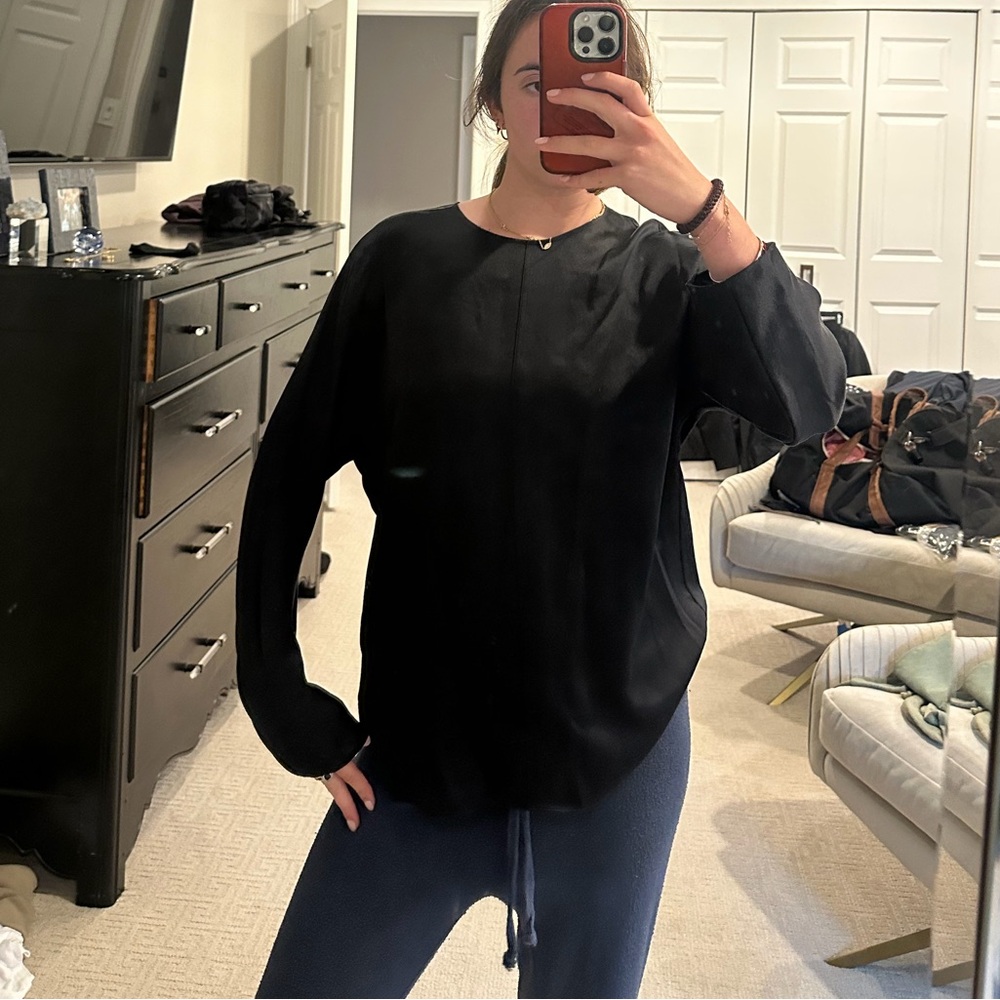 Vince Black Long Sleeve Blouse
